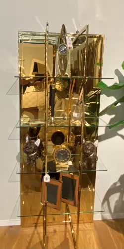 Uniek en handgemaakt  Kast Manville 80x35x200cm glanzend goud helder glas