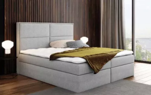 Uniek en handgemaakt  Groot bed 180x200 met topper - Stoffen Hopper Khaki 51 LTX