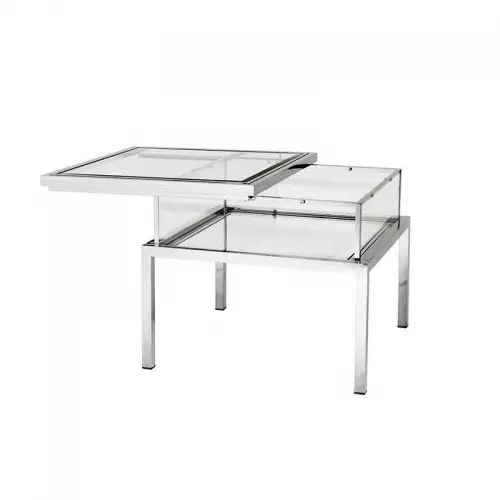 Bijzettafel Braydon openschuif zilver Helder Glas