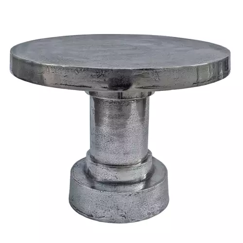 Uniek en handgemaakt  Tafel Sofia rond ruw zilver 63x63x46cm