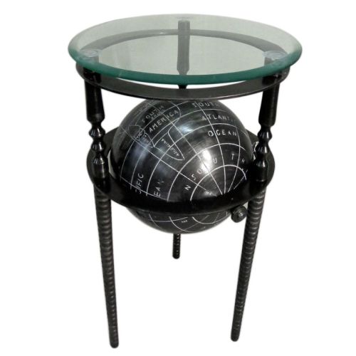 Uniek en handgemaakt  Tafel geïntegreerd Globe 35x35x63cm zwart
