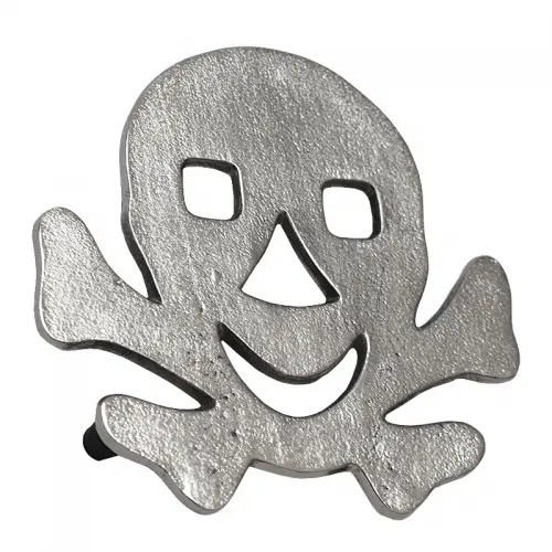 Uniek en handgemaakt  Onderzetter Skull & Bones 17x17x5cm zilver onbewerkt