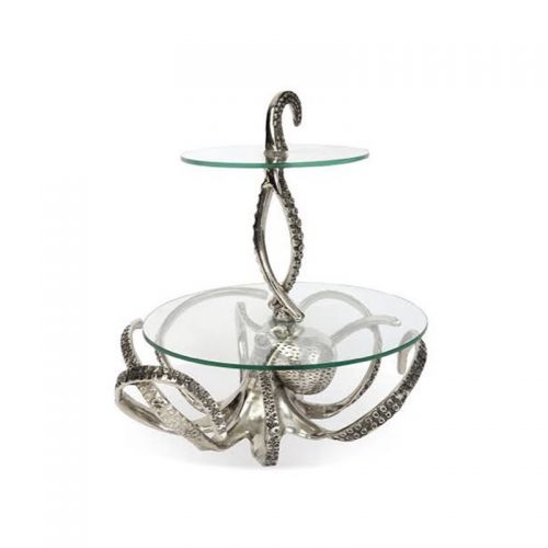Octopus Taartstandaard 37x35x36cm zilver