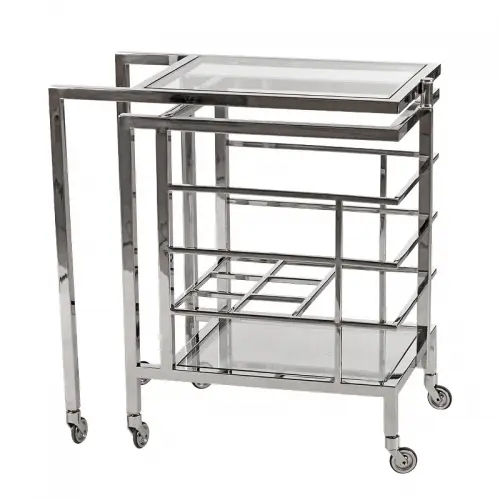 Uniek en handgemaakt  Bar Trolley Ernesto 72x42x77cm With Clear Glass