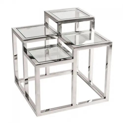 Uniek en handgemaakt  Side Table 60x60x62cm With Clear Glass