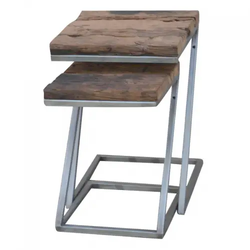 Uniek en handgemaakt  Bijzettafelset Ramsey 42x42x59cm