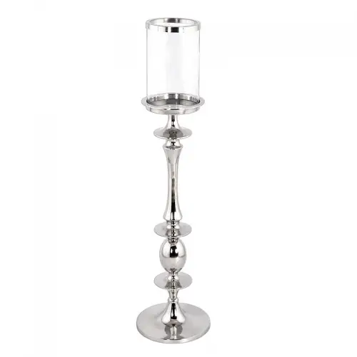 Uniek en handgemaakt  Vloerkaars Windlicht Laura 20x20x125cm zilver