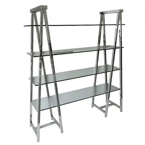 Uniek en handgemaakt  Vitrinekast Vermilion 150x46x174,5cm zilver