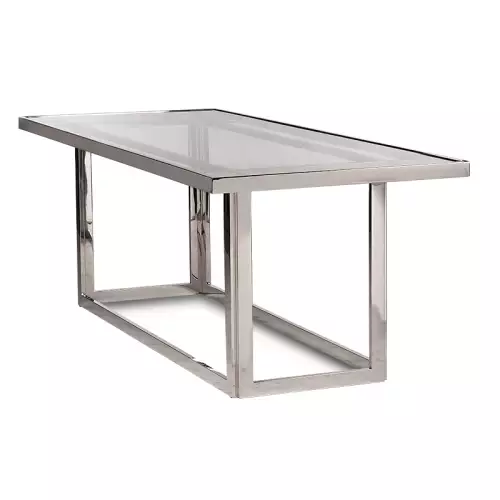 Uniek en handgemaakt  Tafel Brandfort 220x90x77cm ZILVER Helder Glas