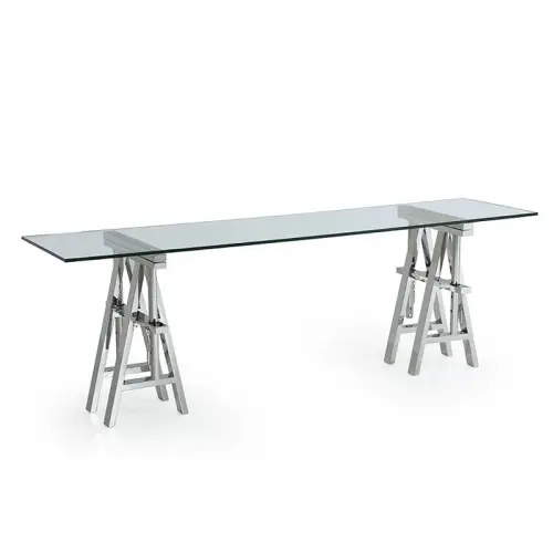 Uniek en handgemaakt  Tafel Colson 200x50x66/75.5cm ZILVER Helder Glas