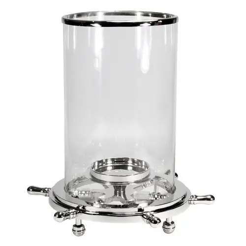 Uniek en handgemaakt  Windlicht Hector 44x44x32cm scheepsbesturing zilver