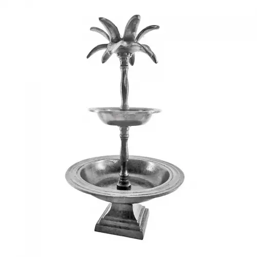 2-Tier Stand 25x25x42cm (Plaat 25&15cm) ruw zilver palm