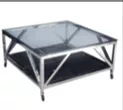 Uniek en handgemaakt  Salon Table 100x100x50cm Black Glass