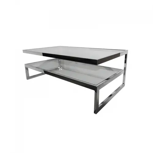Uniek en handgemaakt  Salontafel Dax 140x70x45cm zilver Helder Glas