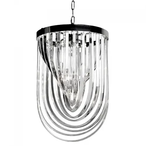 Uniek en handgemaakt  Plafondlamp 40x40x63cm luxe glas en zilver