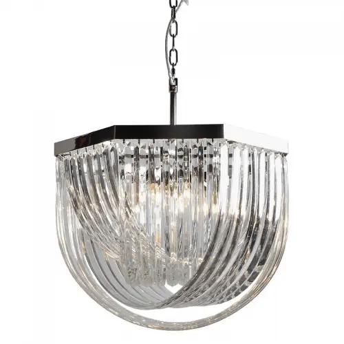 Uniek en handgemaakt  Plafondlamp 61x61x43cm luxe glas en zilver