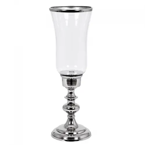 Uniek en handgemaakt  Windlicht Fernando 17x17x54cm zilver