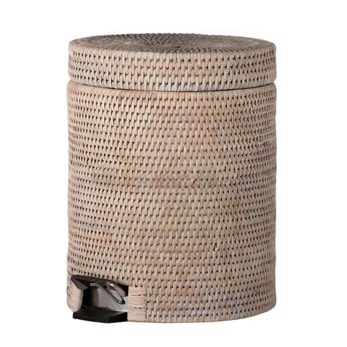 Uniek en handgemaakt  Pedaalemmer Jada 23x23x30cm Whitewash