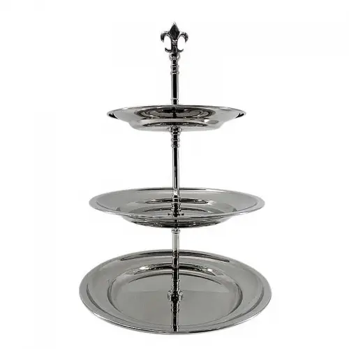 Uniek en handgemaakt  3-Tier Rond Bord 30x30x48cm W/Lelie zilver