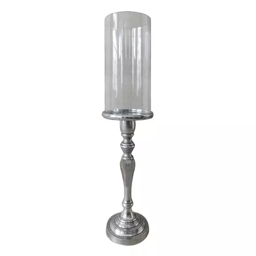 Uniek en handgemaakt  Windlicht Rosario 17x17x70cm Groot zilver