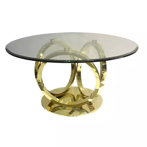 Uniek en handgemaakt  Ronde Tafel Harwich Goud 150x150x76 cm