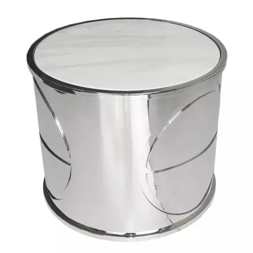 Uniek en handgemaakt  White marble Side Table Nagano 60x60x50