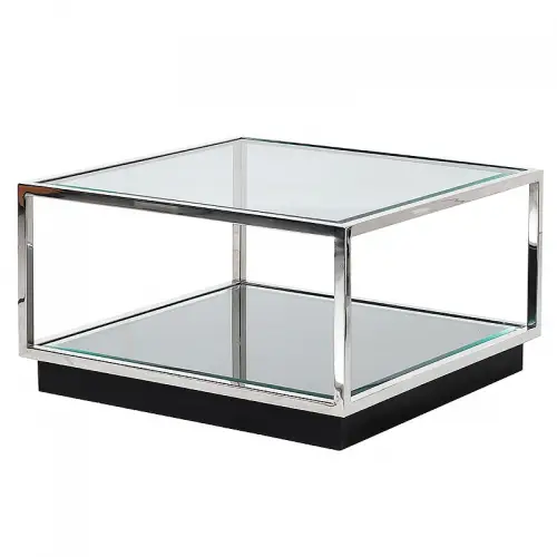 Uniek en handgemaakt  Coffee Table Kohen 65x65x40cm With Clear Glass/Mirror