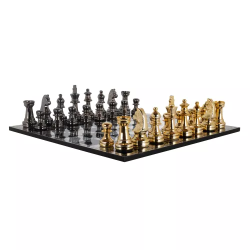 Uniek en handgemaakt  Game 61x61cm Chess Board Gold/Black
