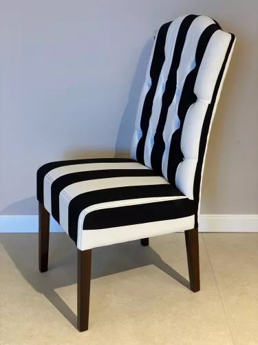 Uniek en handgemaakt  UITVERKOOP Bryan Side eetkamerstoel - SW BIG Stripes- Kolonial